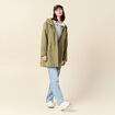 Parka longue à capuche vert kaki femme
