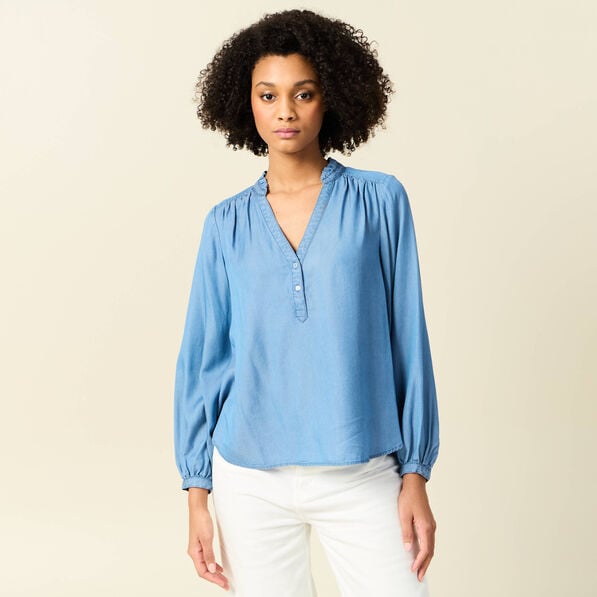 blouse manches longues denim stone femme Blouse manches longues denim stone femme