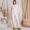 Salopette droite en jean denim blanc femme