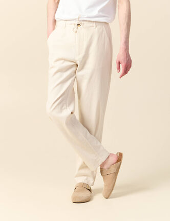 Pantalon chino droit beige homme