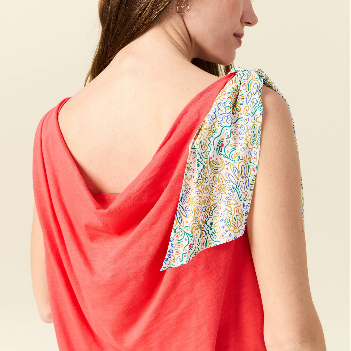 Débardeur sans manches rouge corail femme