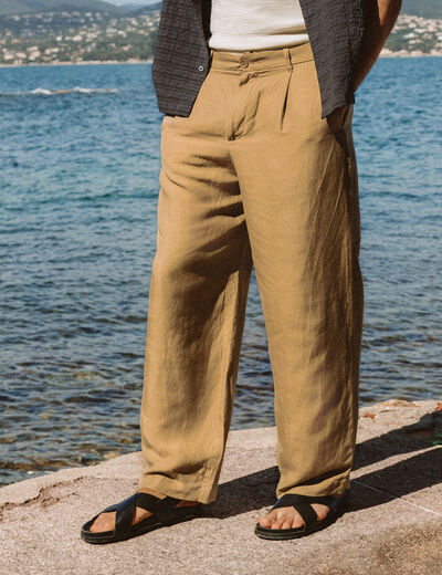 Pantalon droit longueur 32 vert olive homme