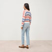 Pull droit col v manches longues multicolore femme