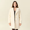Manteau long laine mouton creme femme