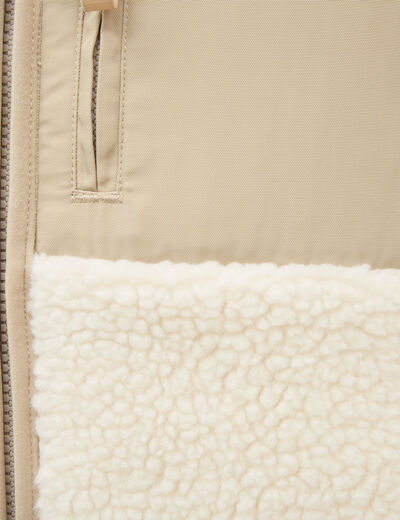 Veste droite sherpa manches longues ecru homme