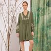 Robe brodée éco-responsable vert kaki femme