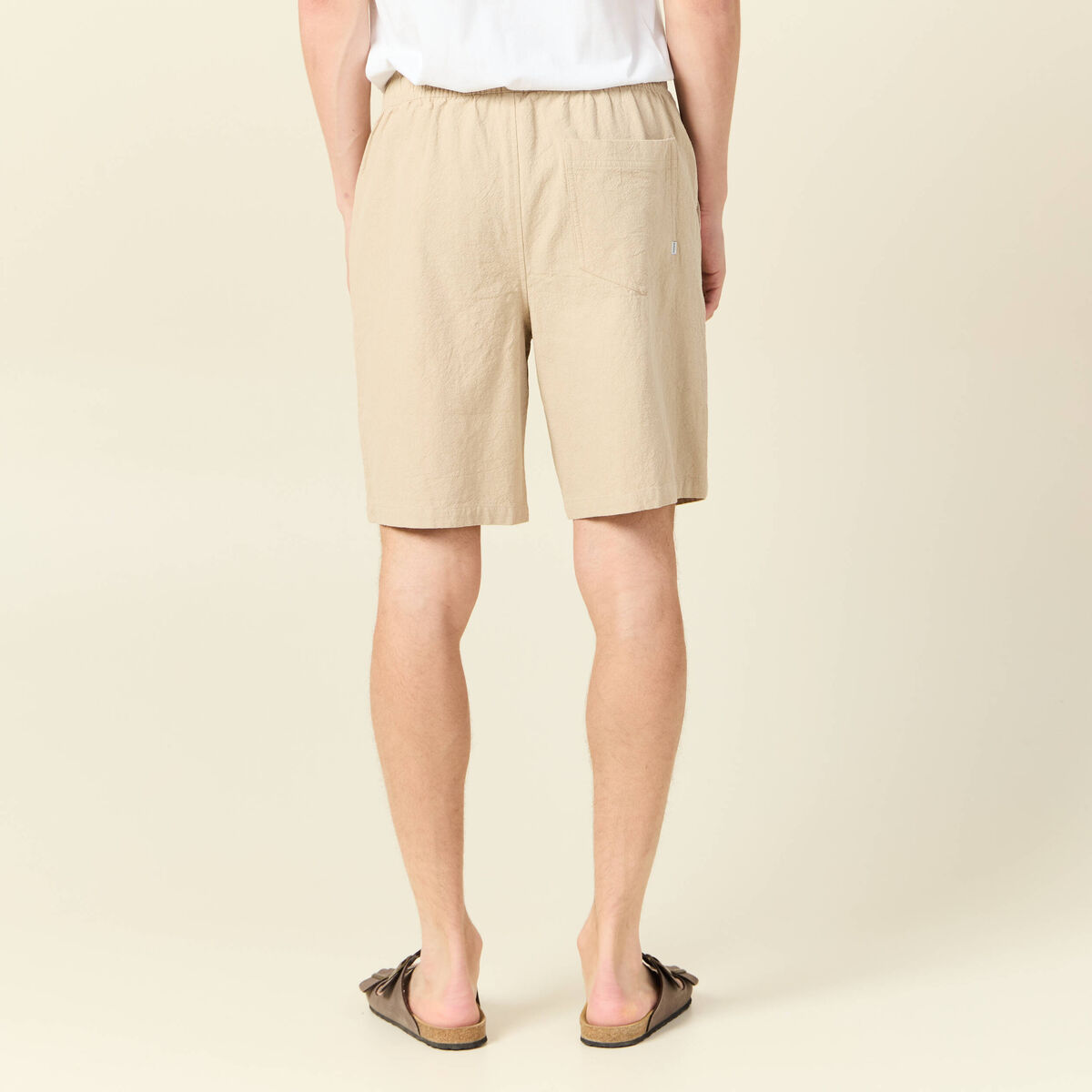 Bermuda droit à coulisse beige homme