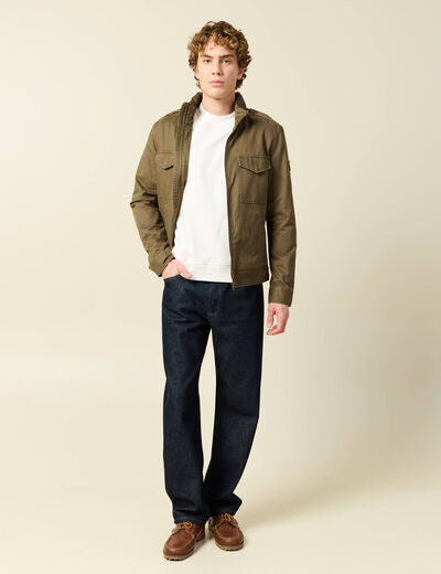 Veste col montant manches longues taupe homme
