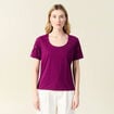 T-shirt manches courtes brodé violet femme