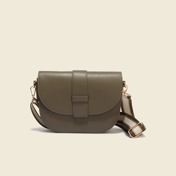 Sac à rabat en bandoulière vert kaki femme