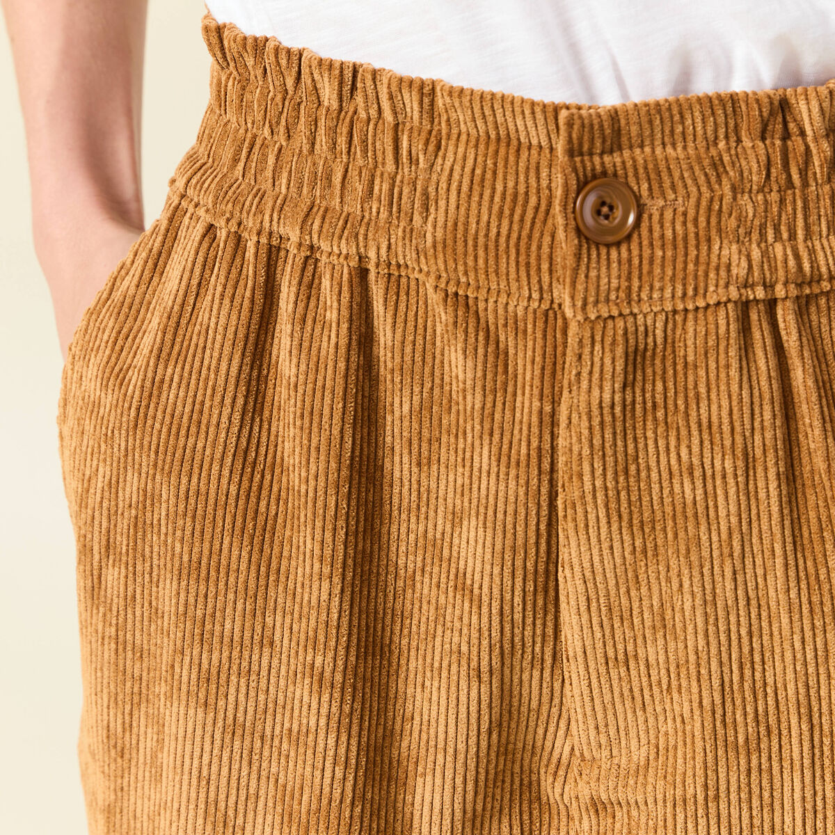 Tregging velours 7/8ème beige femme
