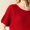 Pull manches courtes rose framboise femme