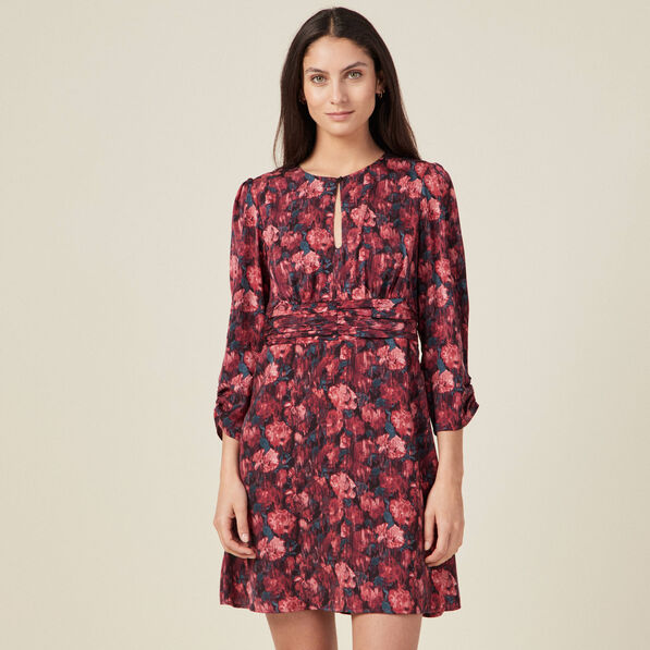 Robe droite manches 3/4 noir femme