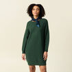 Robe pull droite col bateau vert foncé femme