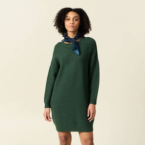 robe pull droite col bateau vert fonce femme Robe pull droite col bateau vert foncé femme
