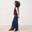 Cardigan droit sans manches doubl&eacute; bordeaux femme