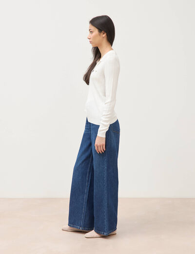Pull droit manches longues ecru femme