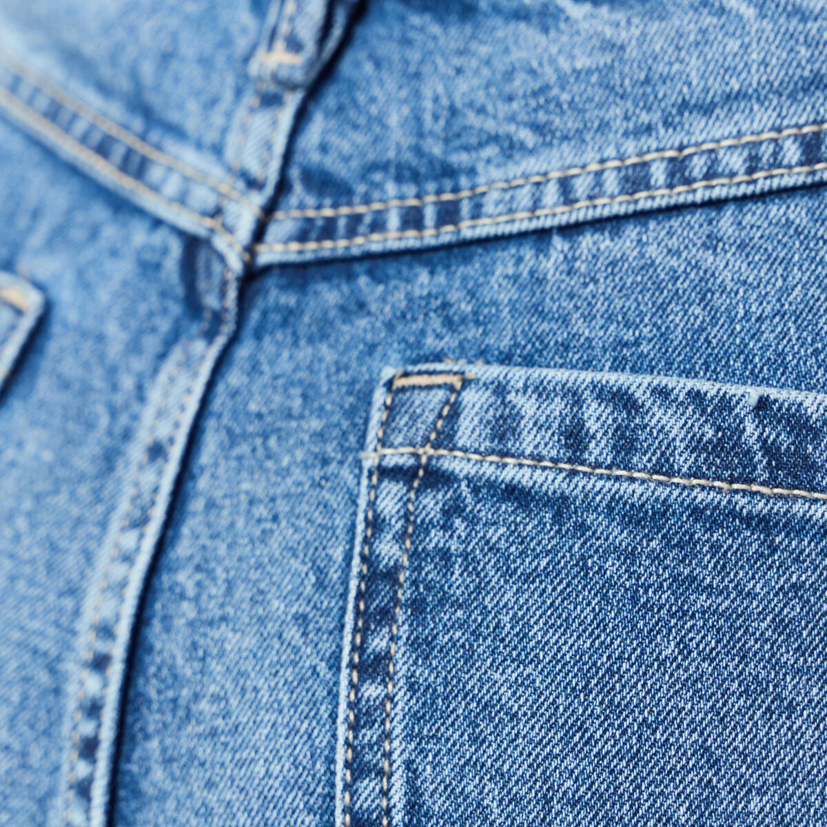 Jupe-short droite en jean denim stone femme