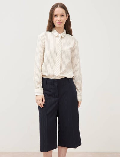 Bermuda large taille haute bleu marine femme