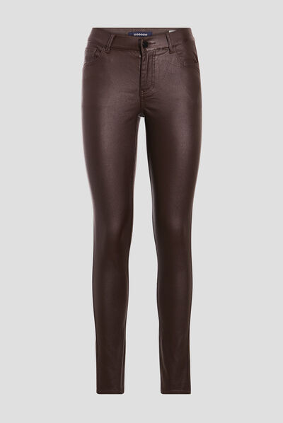Tregging skinny marron foncé femme