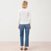 Pull col rond manches longues blanc femme