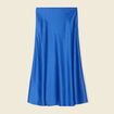 Jupe midi droite satin bleu electrique femme