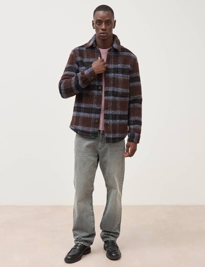 Surchemise oversize manches longues marron homme