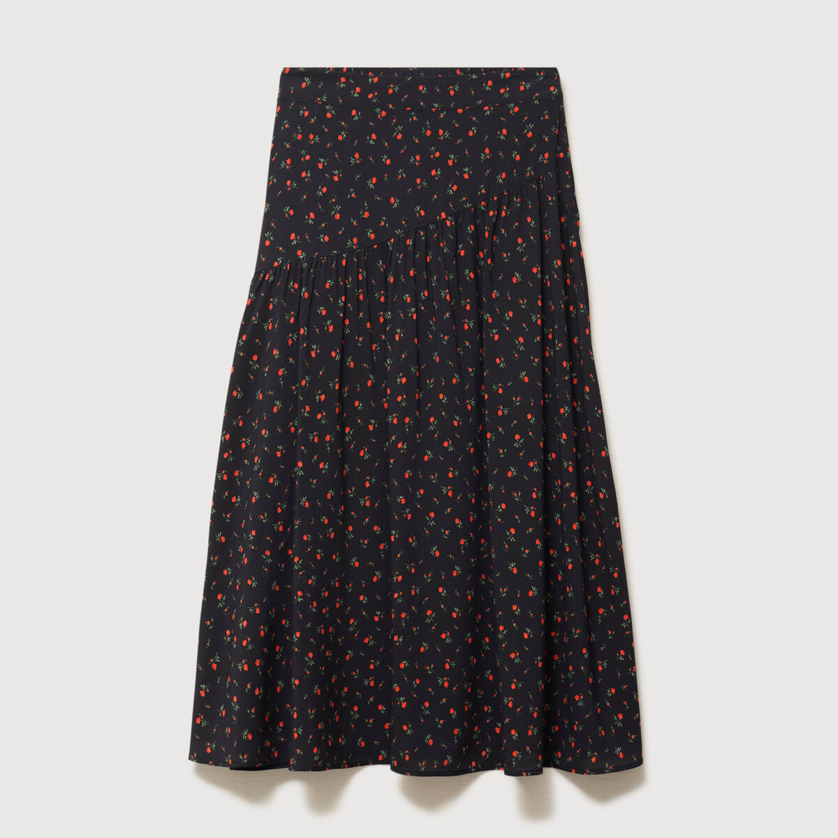 Jupe longue droite taille haute noir femme