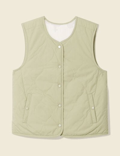 Blouson réversible boutonné vert kaki femme