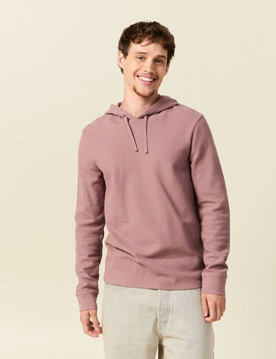 T-shirt &agrave; capuche vieux rose homme