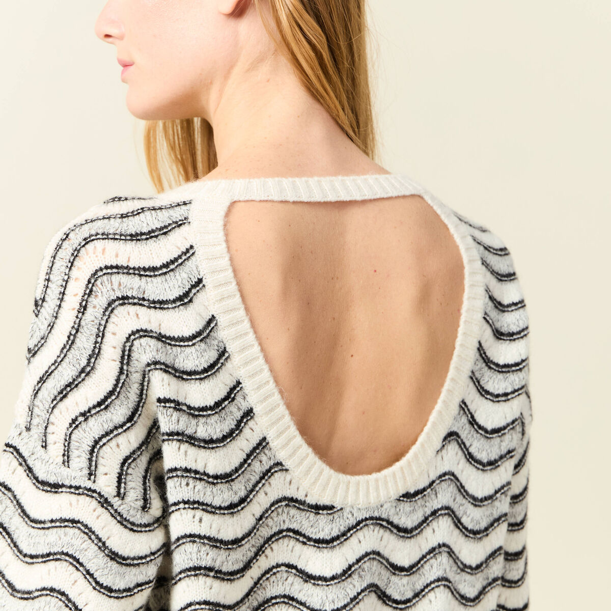 Pull manches longues gris clair femme