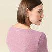 T-shirt cintr&eacute; manches longues col rond mauve femme