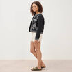 Veste en coton avec broderie noir femme