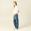 T-shirt polo droit court en coton blanc femme
