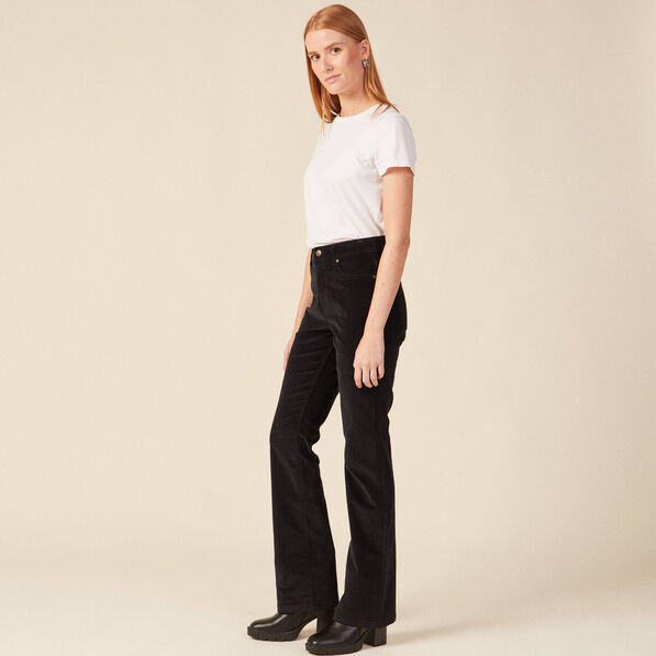 Pantalon bootcut velours noir femme