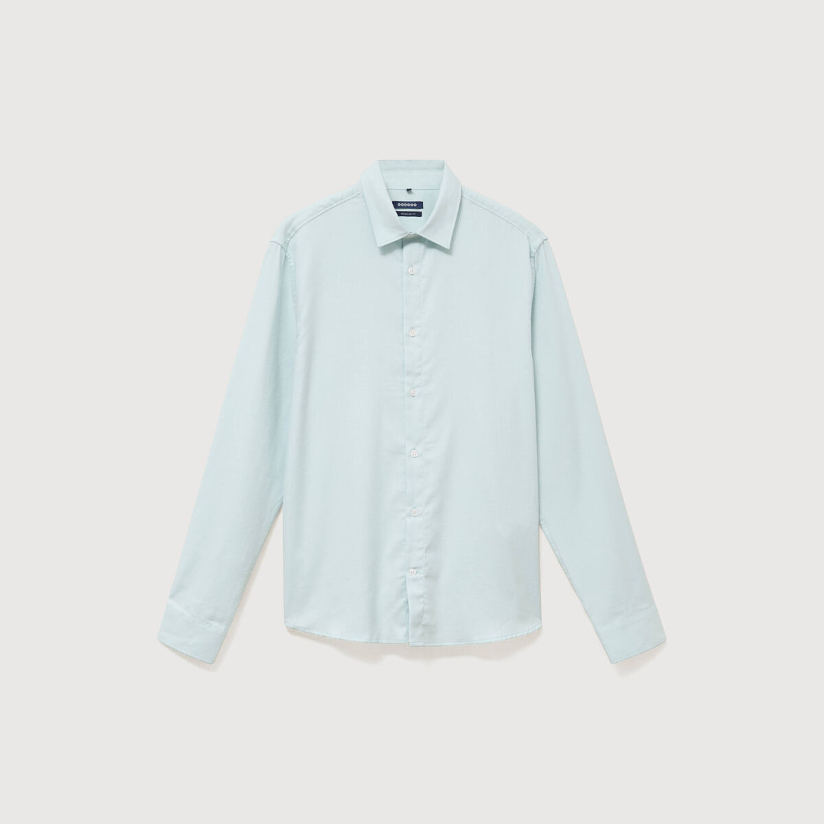 Chemise droite en coton manches longues bleu gris homme