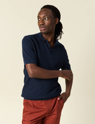 Polo manches courtes bleu marine homme