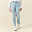 Jeans slim taille haute 7/8ème denim bleach femme