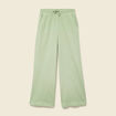 Pantalon large taille haute fluide vert clair femme