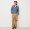 Pull droit col polo manches longues bleu gris homme