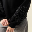 Sweat manches longues brodées noir femme