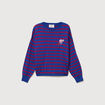Pull manches longues col rond bleu roi femme