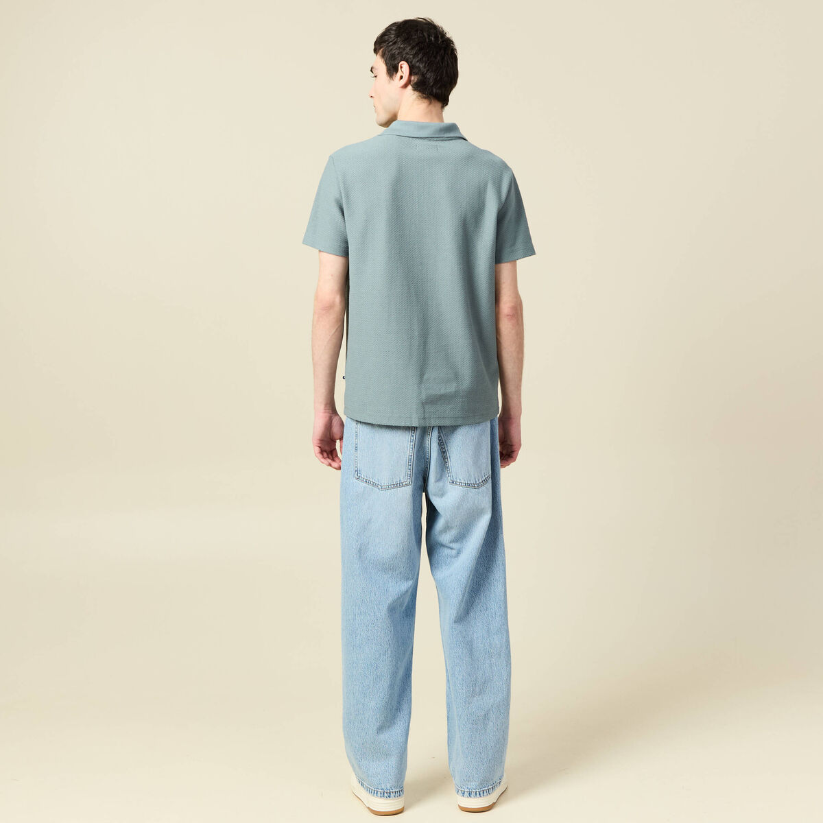 Polo manches courtes bleu gris homme