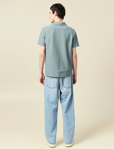 Polo manches courtes bleu gris homme