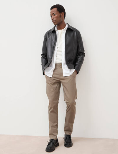 Pantalon chino slim sable homme
