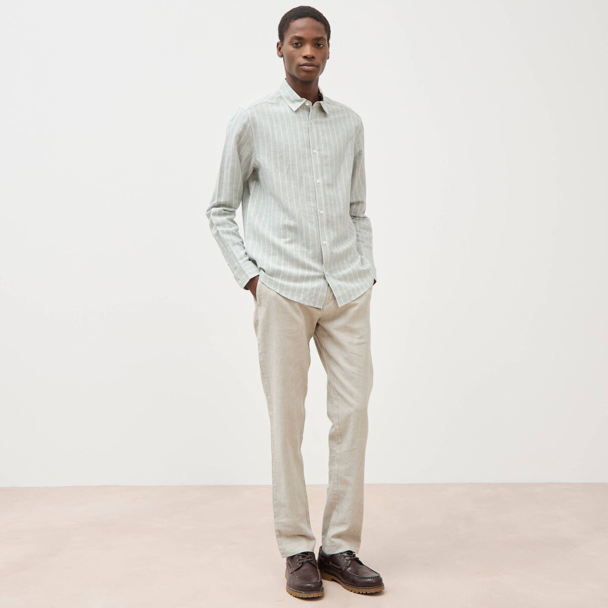Chemise manches longues vert clair homme