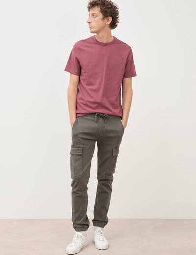 Pantalon battle bas resserr&eacute; vert fonc&eacute; homme