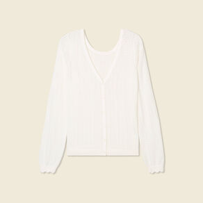 gilet dos devant ajoure ecru femme Gilet dos devant ajouré ecru femme