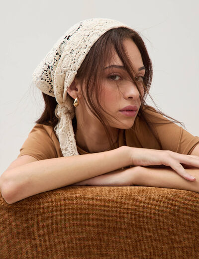 Foulard en coton ivoire femme