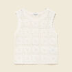 D&eacute;bardeur crochet col rond sans manches ecru femme